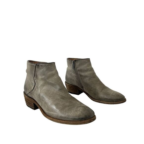 Frye Womens Size 6 Gray Leather Western Carson Piping Bootie - Picture 1 of 9